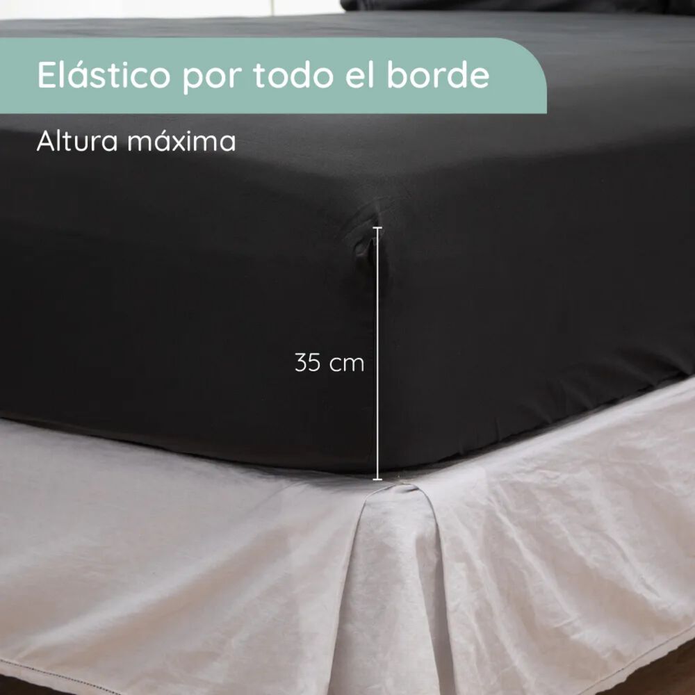 Sabanas Colchón King Microfibra 300 Hilos Negro image number 1.0