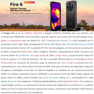 Doogee Fire 6 Smartphone Resistente Con C&aacute;mara T&eacute;rmica Y Bater&iacute;a De 10.400mah