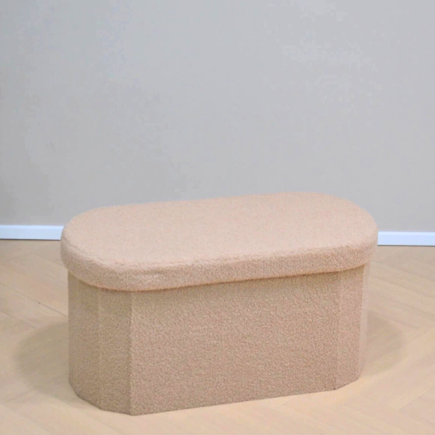 Ba&uacute;l Plegable Ovalado Boucl&eacute; Beige image number 2.0
