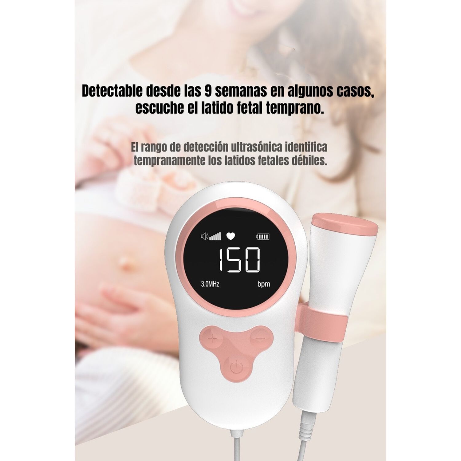 Monitor Fetal Doppler Latidos Coraz&oacute;n Beb&eacute; Gris Lubabycas image number 3.0