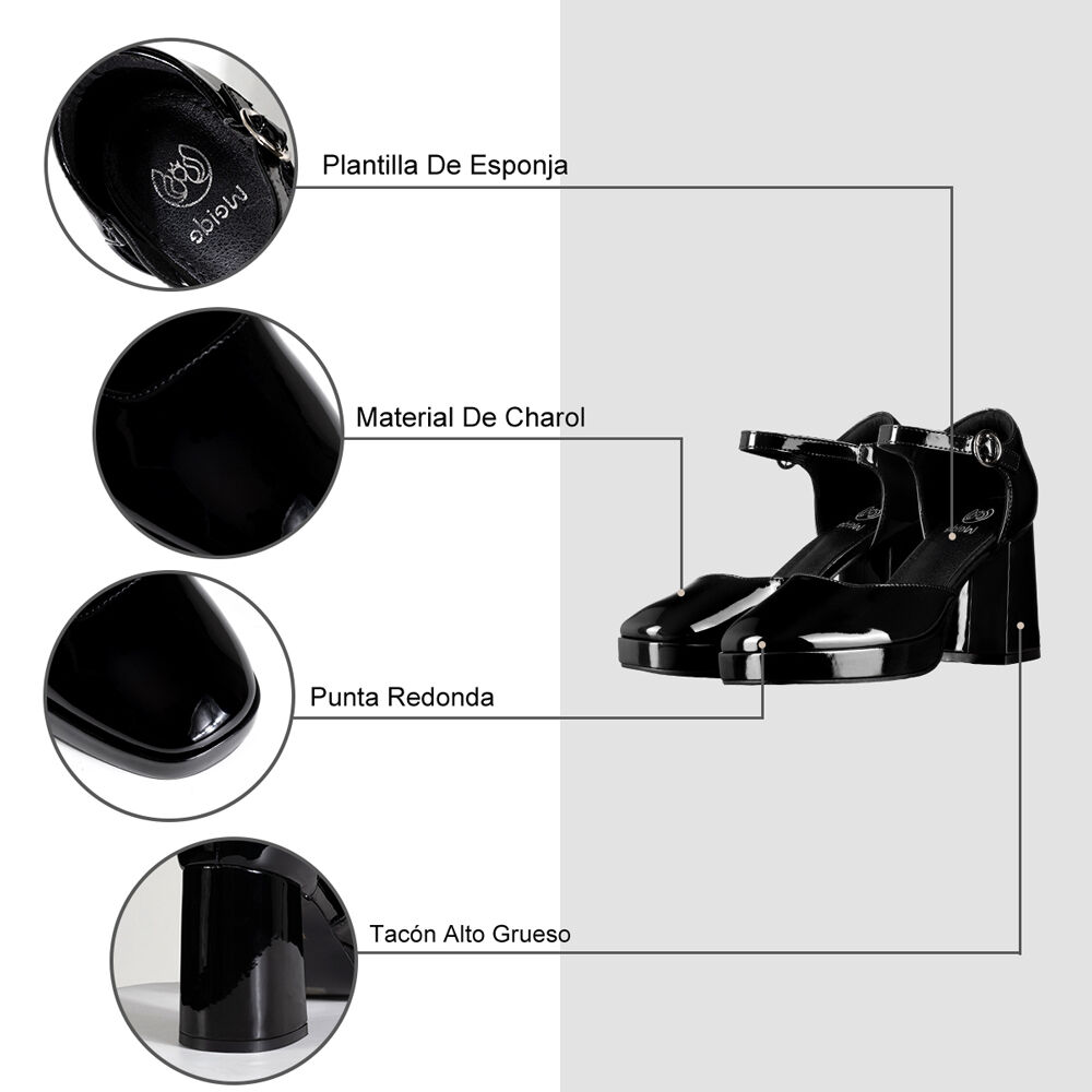 Zapato Mary Jane Tacones Elegante Charol Mujer Weide Yl85 image number 7.0