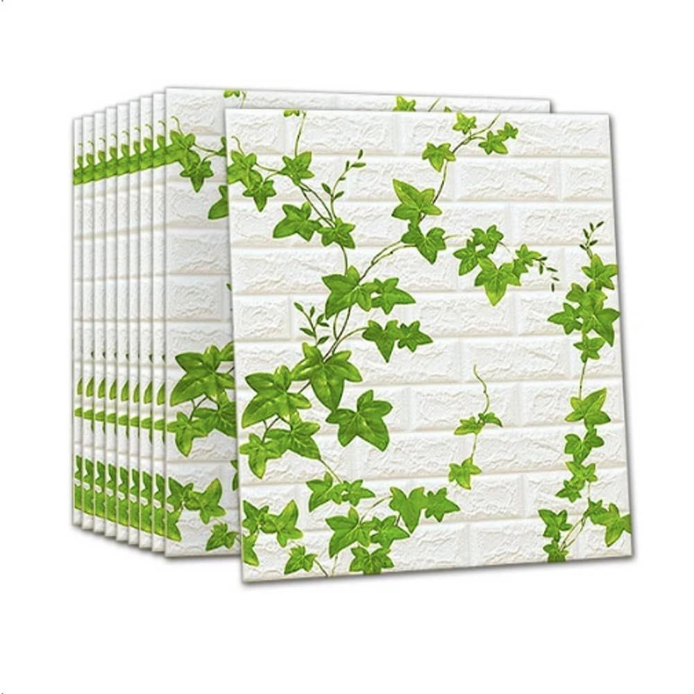Pack 10 Lamina Papel Mural Autoadhesivo 3d Ladrillo Plantas image number 0.0