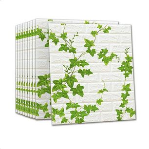 Pack 10 Lamina Papel Mural Autoadhesivo 3d Ladrillo Plantas