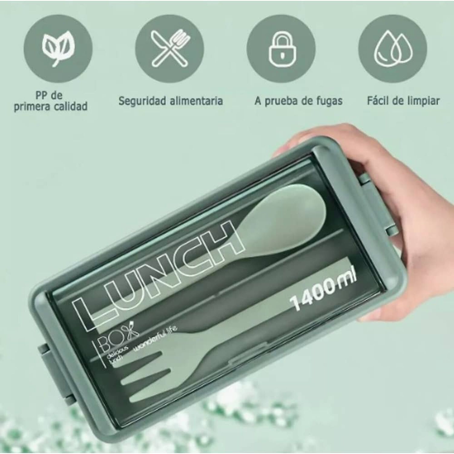 Lunch Box 2 Niveles Fiambrera Desmontable Con Cubiertos image number 3.0