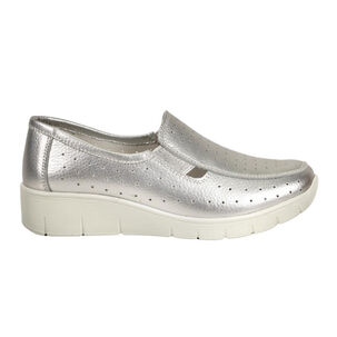 Mocasín Cuero Aranna Plateado