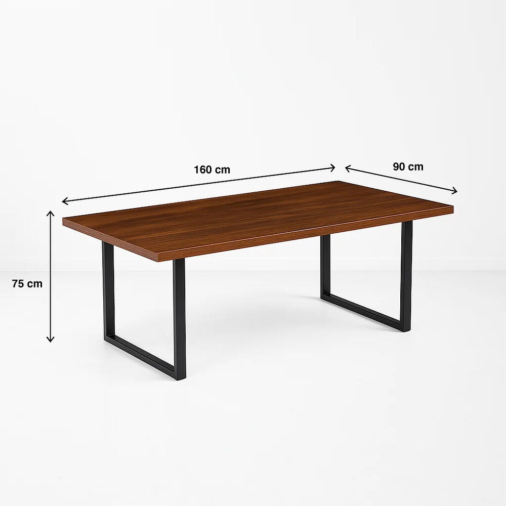 Mesa De Comedor Estilo Industrial 160x90 - Madera Oscura Walnut image number 3.0