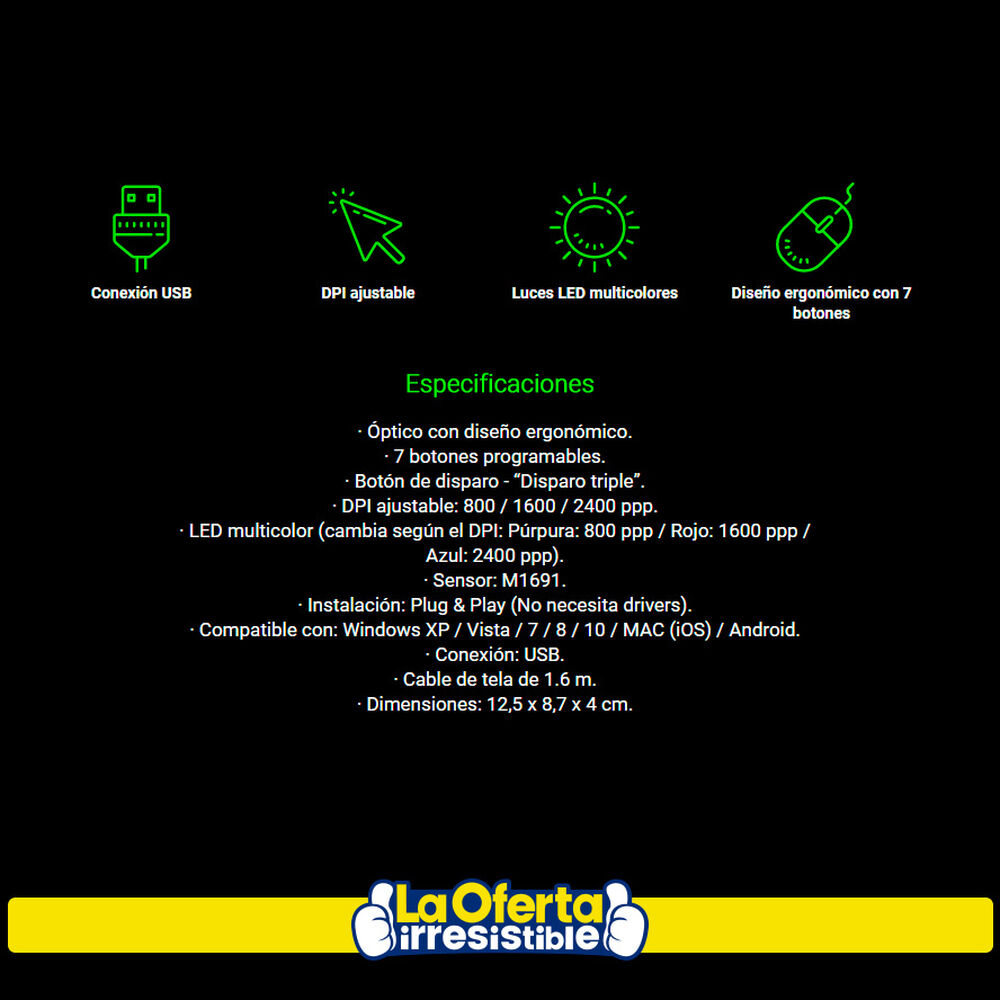 Mouse Gamer Kolke Storm Led Multicolor image number 2.0