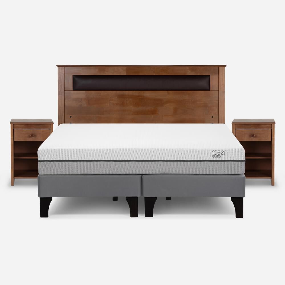 Cama Europea Rosen Pratta / 2 Plazas / Base Dividida + Set De Maderas Ferrara image number 0.0