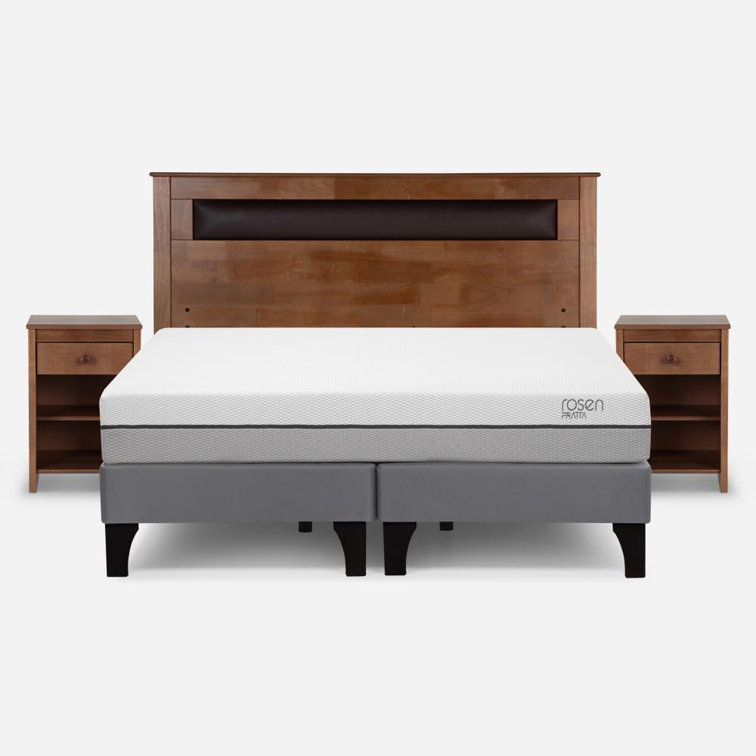 Cama Europea Rosen Pratta / 2 Plazas / Base Dividida + Set De Maderas Ferrara image number 0.0