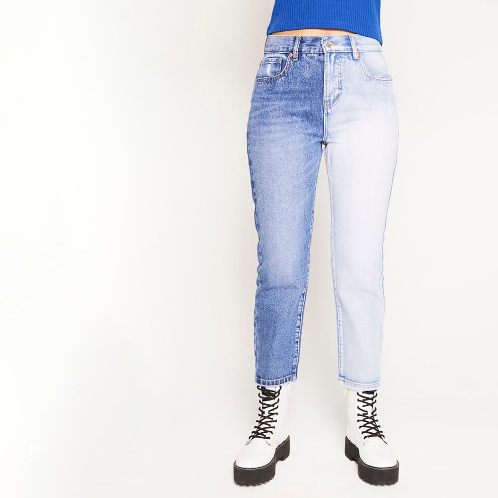 Jeans Duo Color Tiro Alto Mom Mujer Rolly Go image number 0.0
