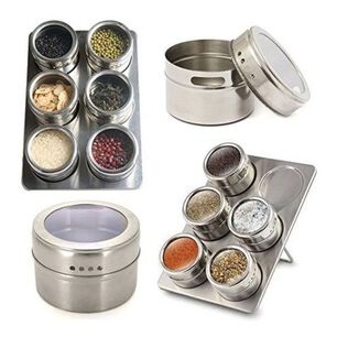 Organizador Especias Magn&eacute;tico 6 Piezas Acero Inoxidable