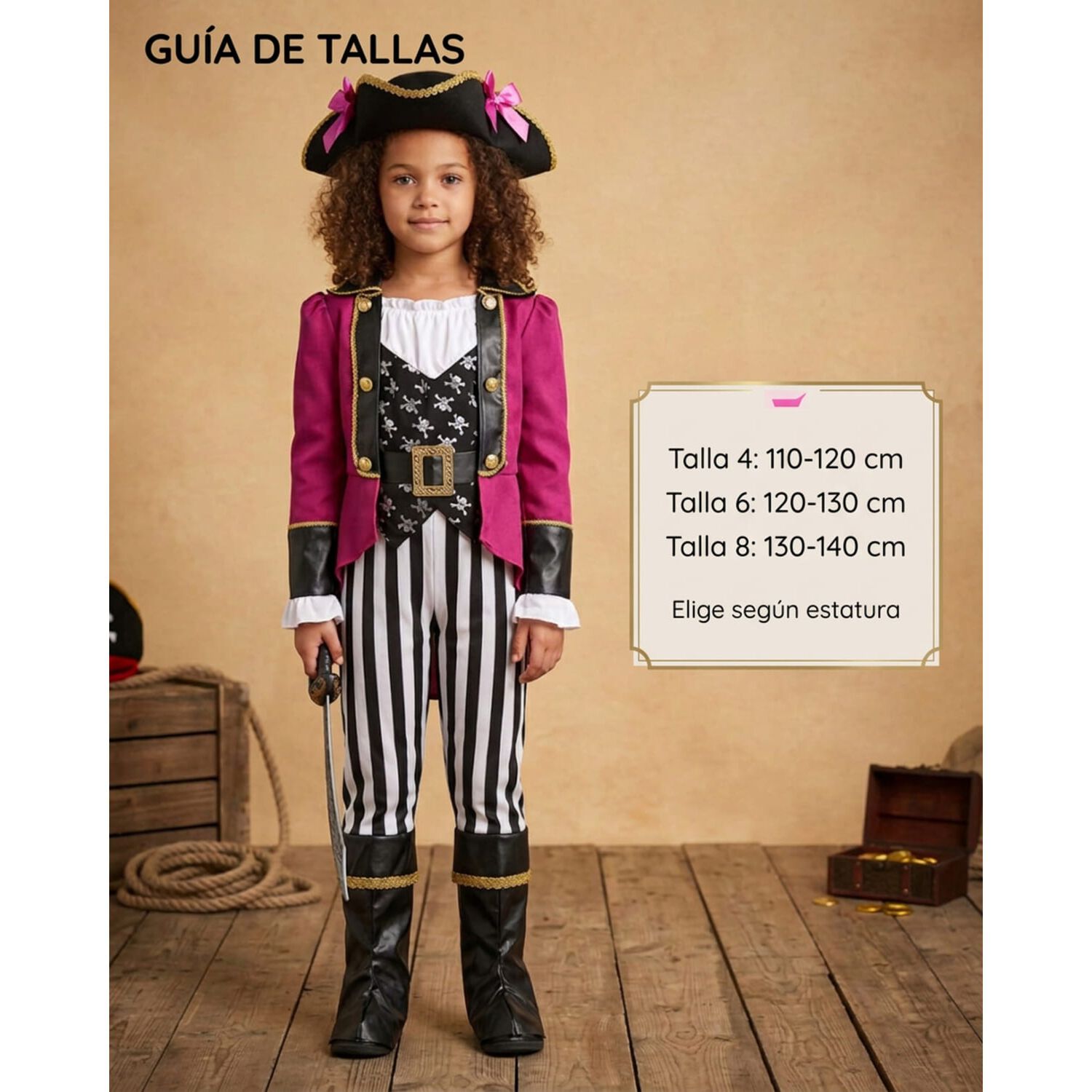 Disfraz Cosplay Pirata Corsario Piratas Infantiles Todos Ni&ntilde;o image number 21.0