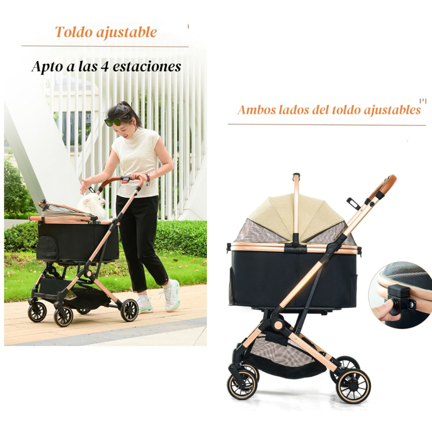Coche Para Mascotas Premium 2 En 1 C106 Negro Lubabycas image number 3.0