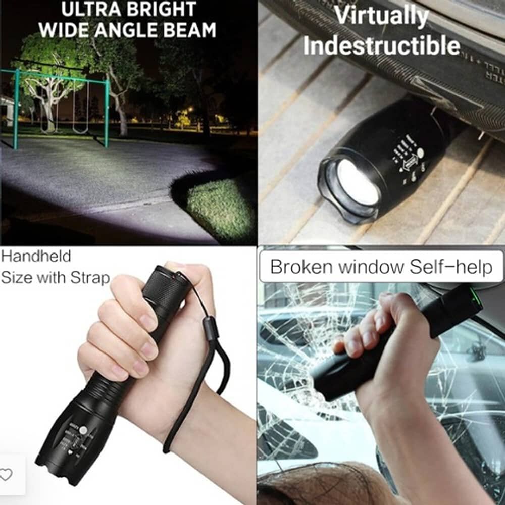 Luz Linterna Led T&aacute;ctica Xml-t6 4000 Lum Grande Zoom Pila Recargable image number 2.0