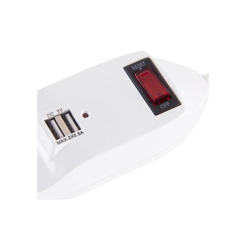 Zapatilla Alargador 1.5mt 6 Entradas 2 Usb Blanco image number 2.0
