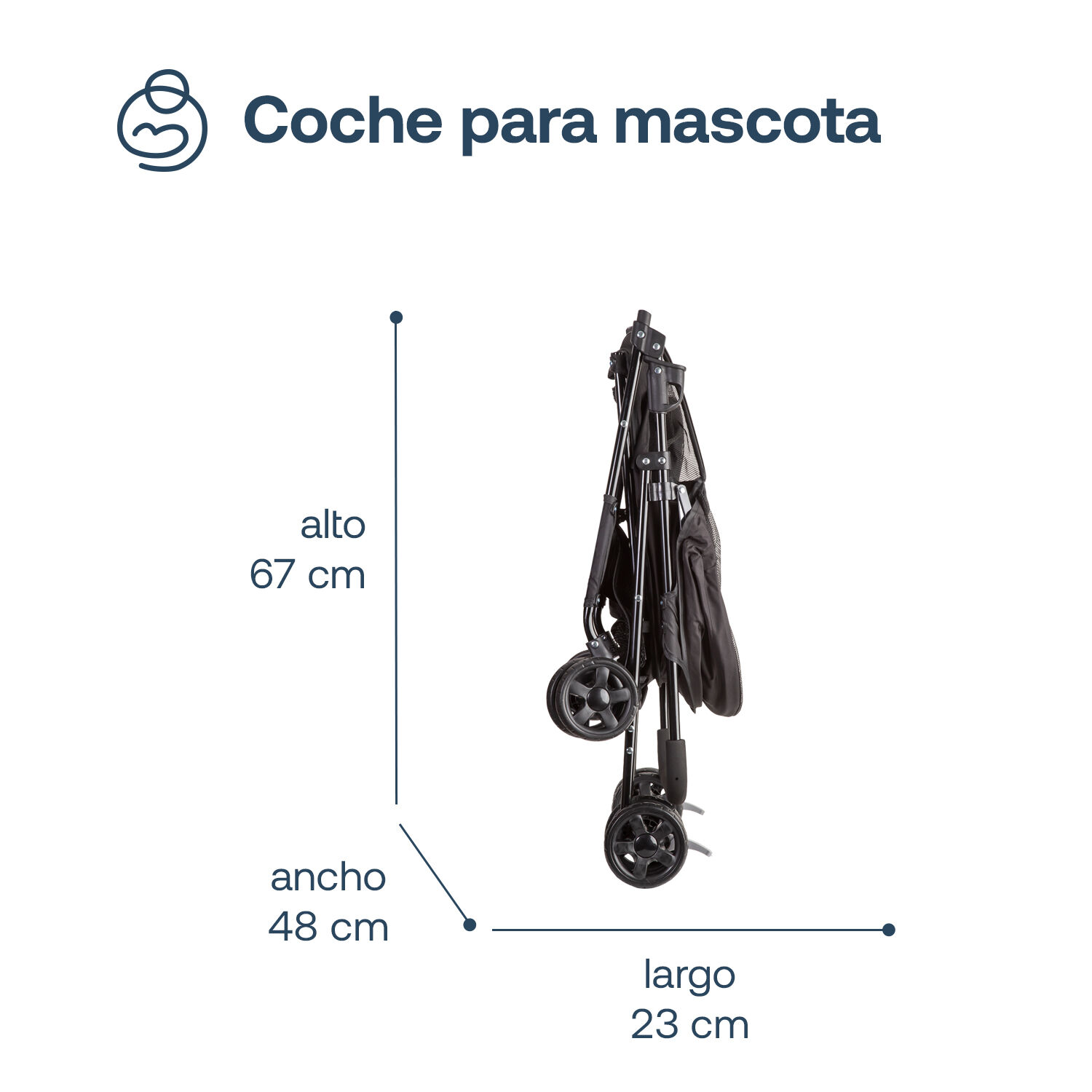 Coche Mascota Plegable Light Perro Gato Negro Beepet Bebesit image number 6.0
