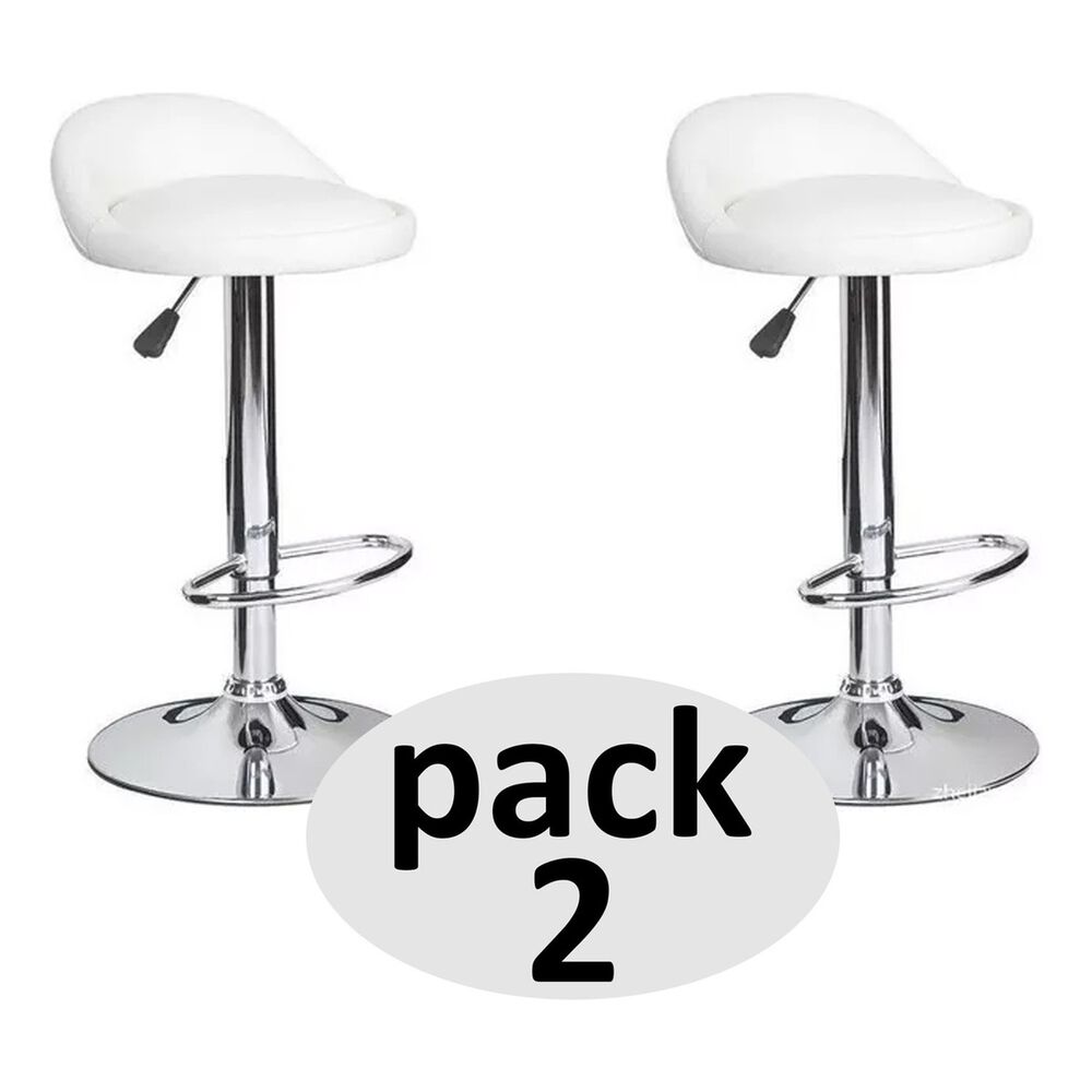 Pack 2 Silla Bar Altura Regulable Taburete Respaldo Blanco image number 1.0