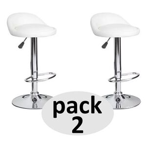Pack 2 Silla Bar Altura Regulable Taburete Respaldo Blanco