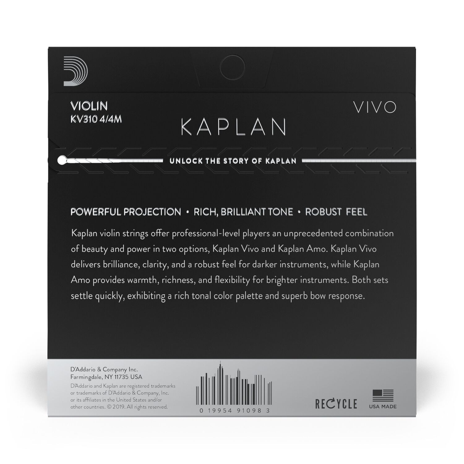 Set Cuerdas Viol&iacute;n 4/4 Kaplan Vivo T.med Kv310 4/4m Daddario image number 2.0