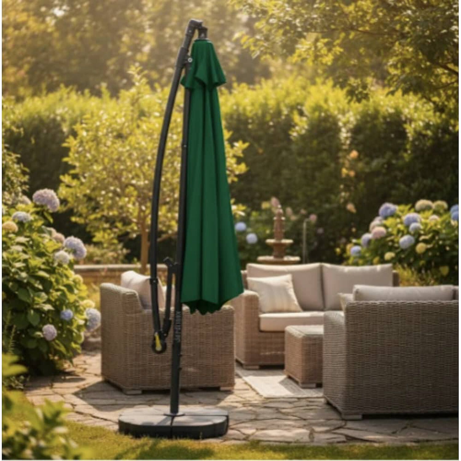 Quitasol Lateral 3m Extendible Altura Ajustable Verde image number 1.0