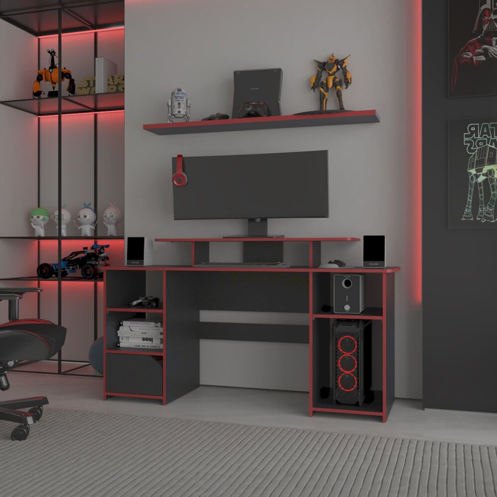 Escritorio Gamer 88,5x157,1x50 Cm Fm-045n Negro Y Rojo image number 4.0