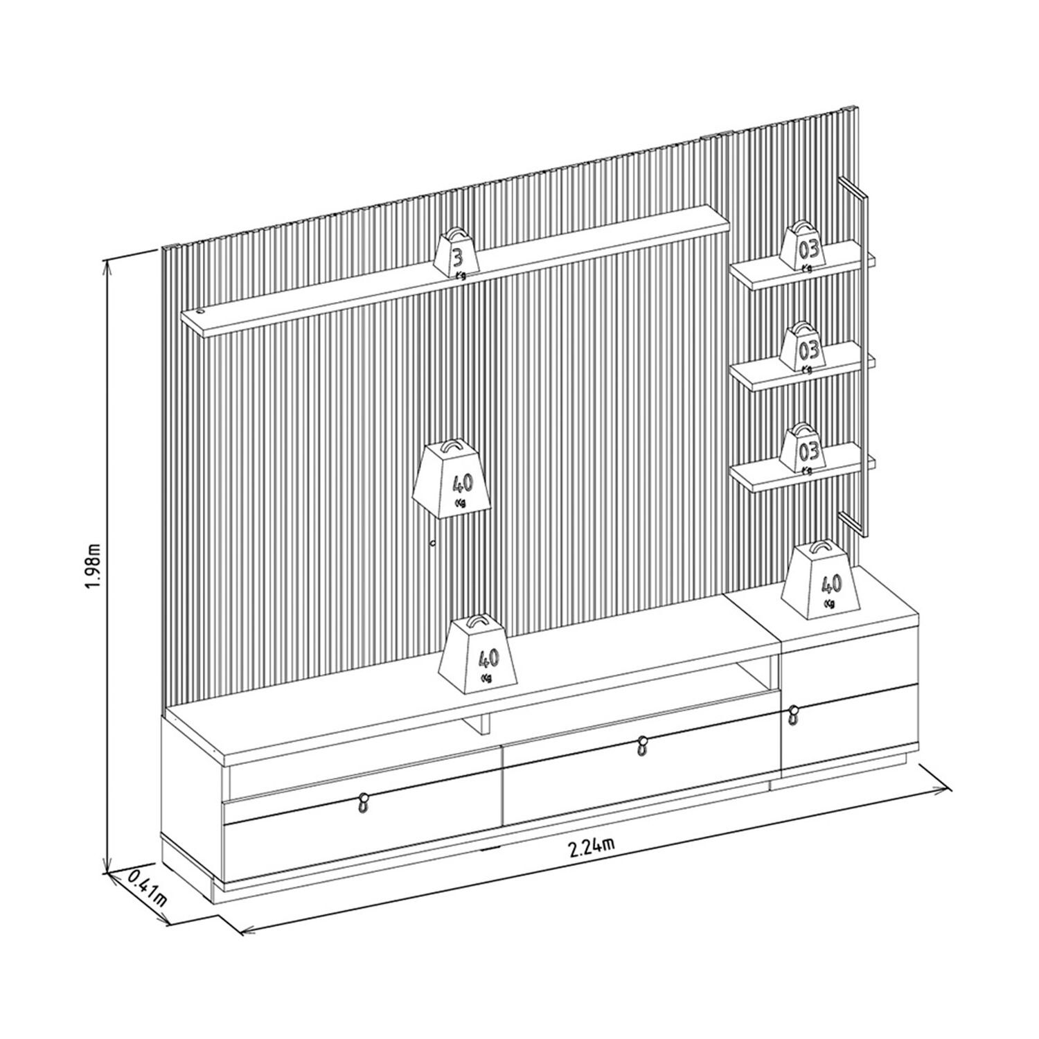 Home Tv Di Poretti Design Ouro Ttv / 1 Puerta / 2 Cajones image number 4.0
