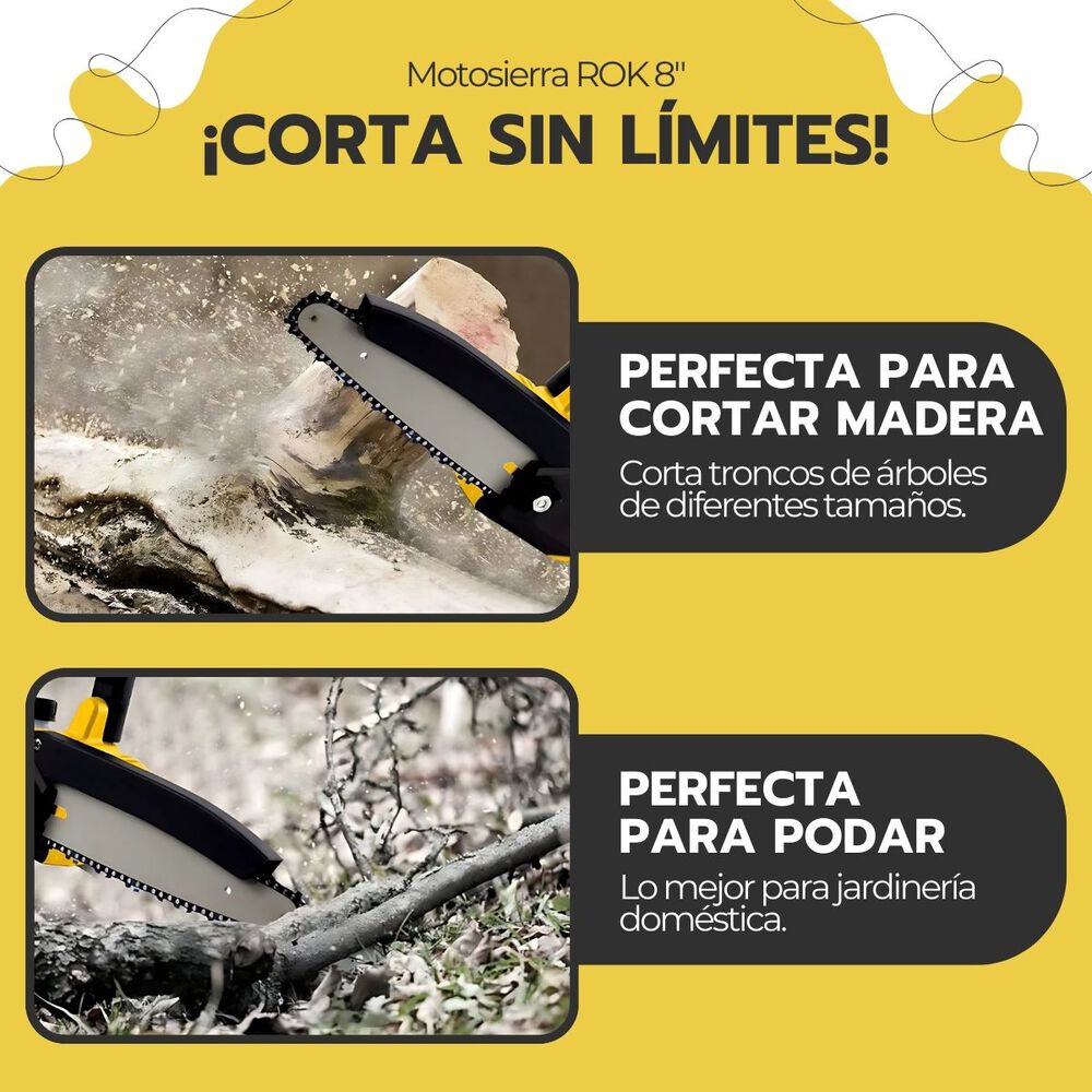 Motosierra Inalámbrica Rok 8" 21v + 2 Baterías Y Cadena image number 5.0