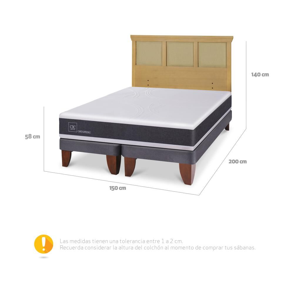 Cama Europea Cic Ortopedic / 2 Plazas / Base Dividida + Respaldo image number 3.0