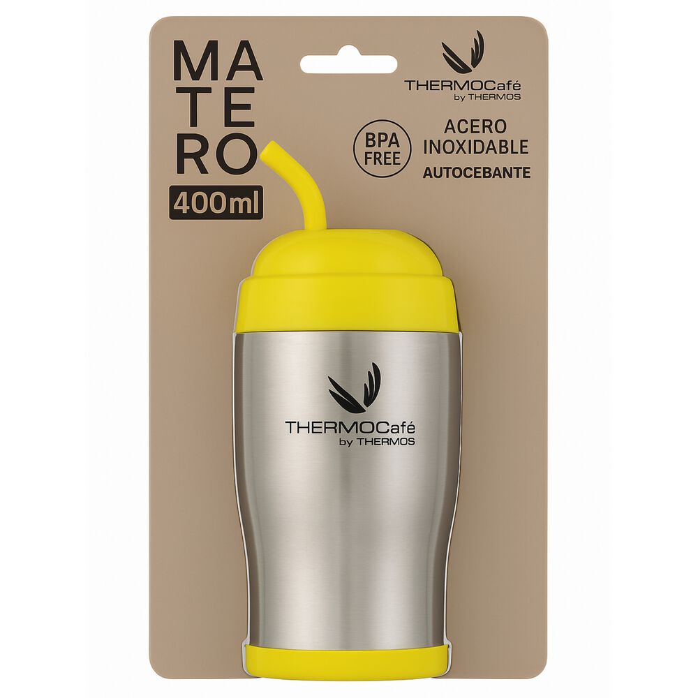 Vaso Térmico Mug Matero Inoxidable Thermos Amarillo 400ml image number 2.0