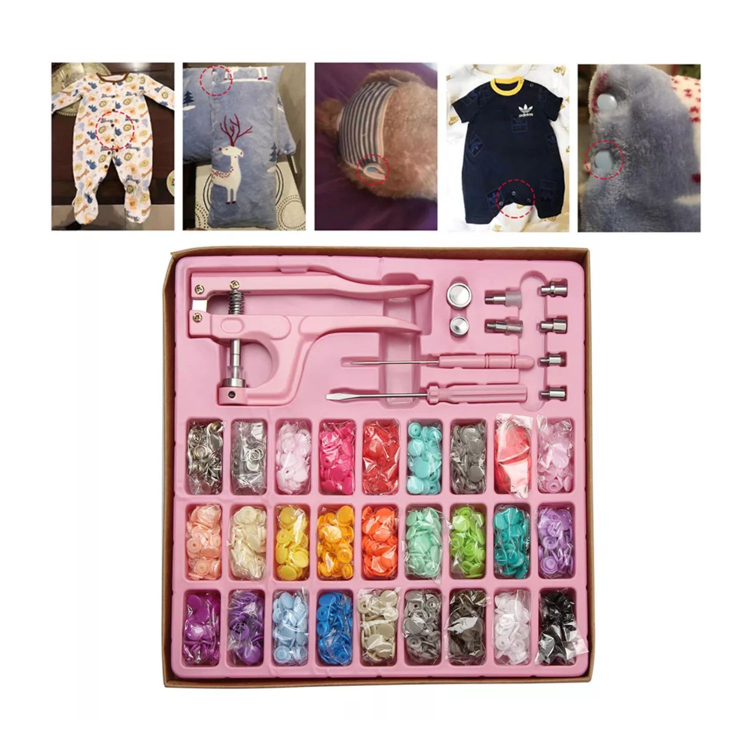 Set Alicate Snap 300 Botones De Plasticos Metal A Presion image number 1.0