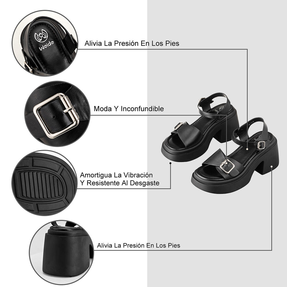 Sandalias Casual Mujer Con Plataforma Y Hebilla Weide Yl87 image number 7.0