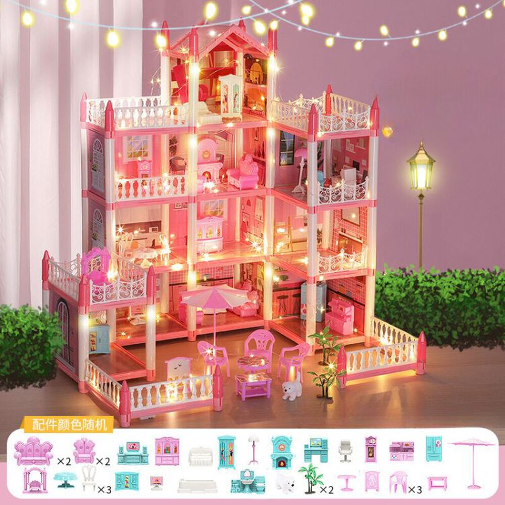 Casa De Muñecas Castillo Rosa Con Mueble Y Decoraciones Dyi image number 3.0