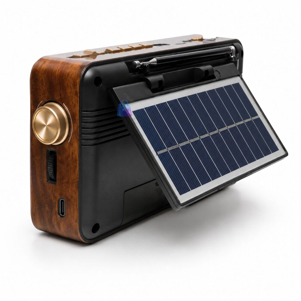 Radio Retro Solar Bluetooth Fm Am Usb Linterna Colores - Ps image number 2.0