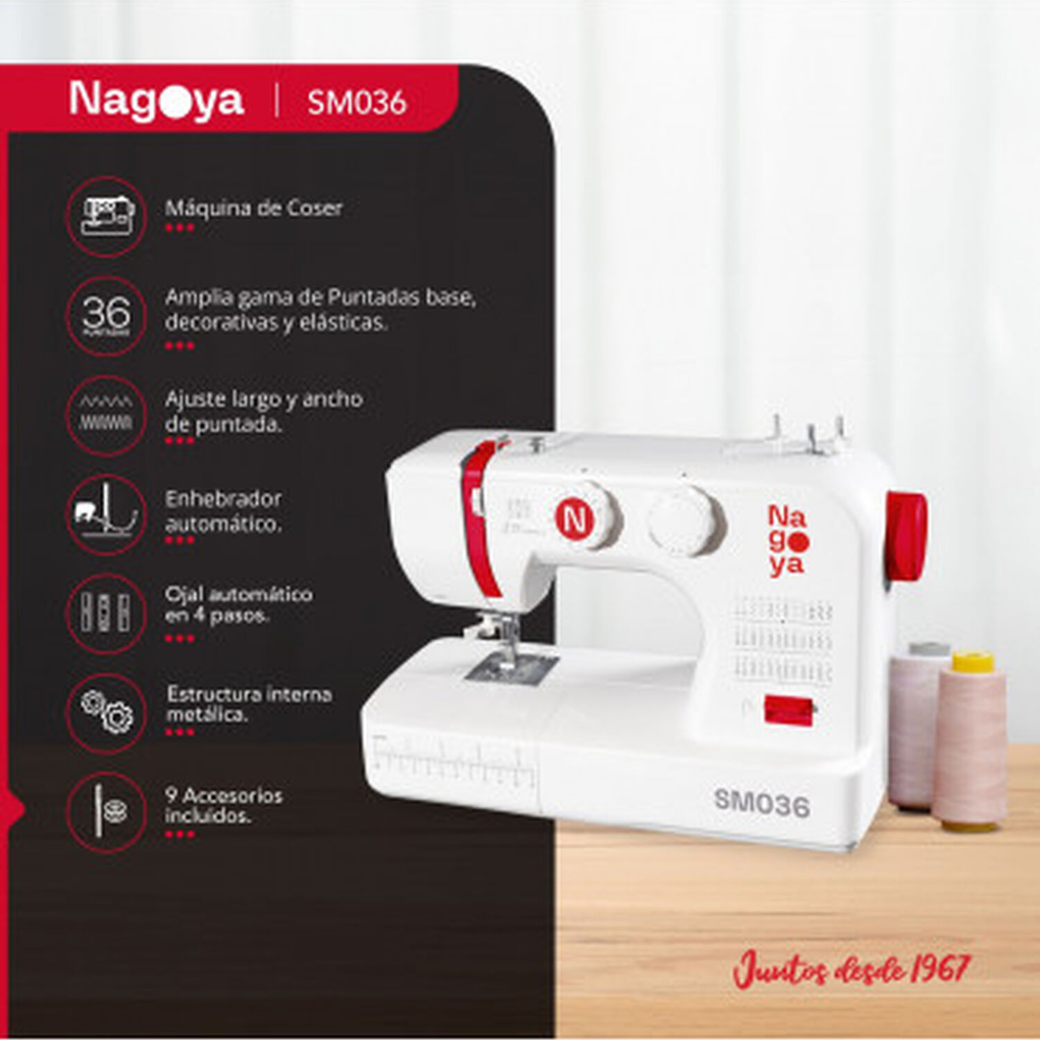 Maquina De Coser 36 Puntadas Nagoya Sm 036 image number 1.0