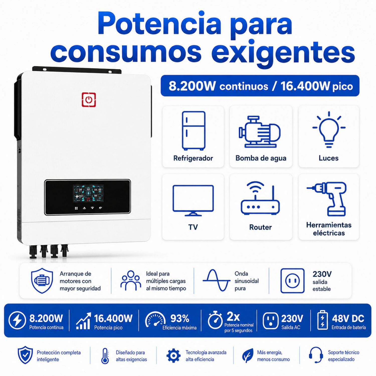 Inversor Solar Con Wifi H&iacute;brido 8200w Potencia M&aacute;xima 16400w image number 2.0