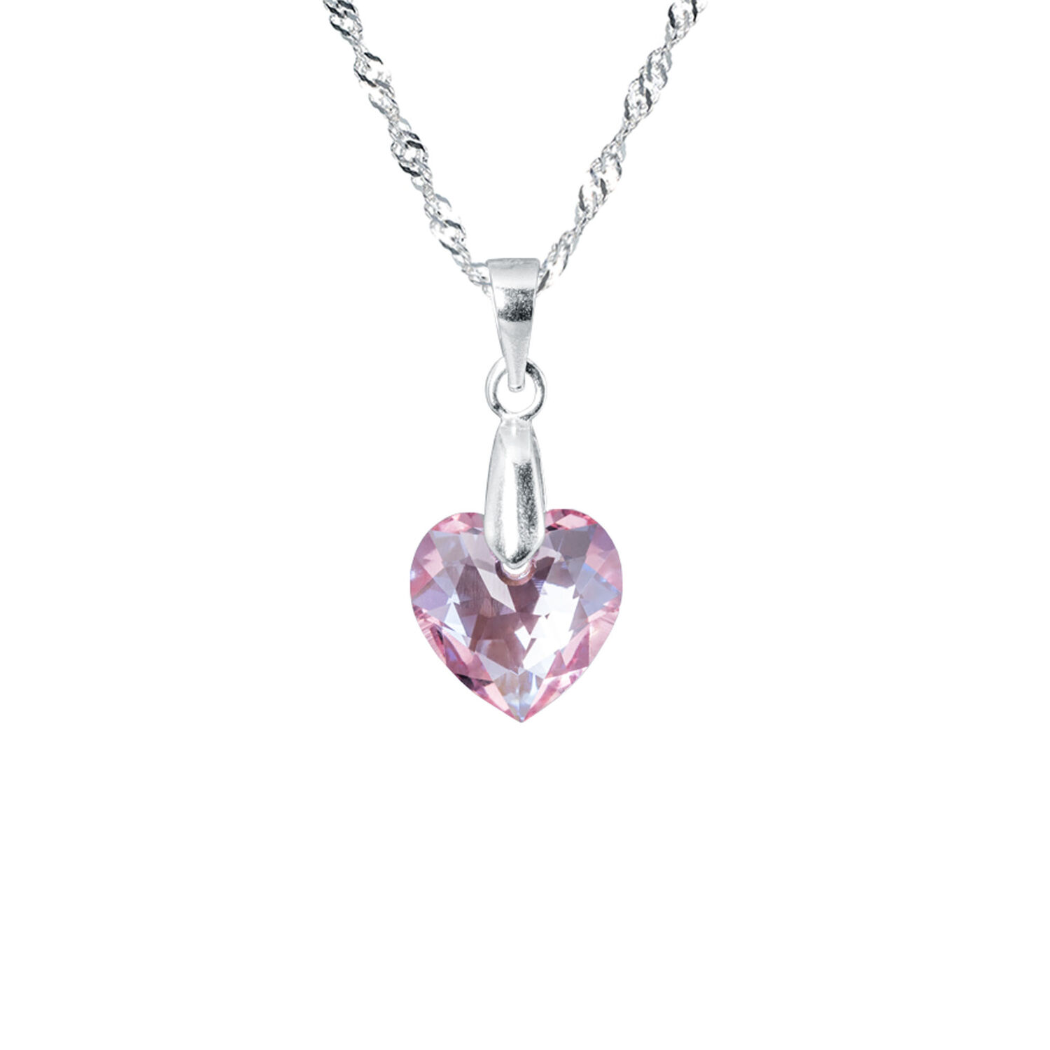 Collar Amor Plata Italiana 925 Y Cristal Genuino Rose Shimmer image number 0.0