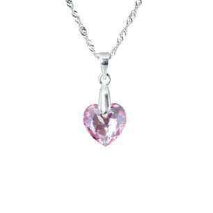 Collar Amor Plata Italiana 925 Y Cristal Genuino Rose Shimmer