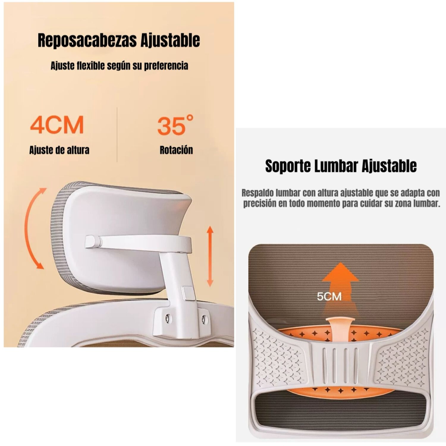 Silla Escritorio Oficina Reposacabezas Reclinable W807 Negra image number 2.0