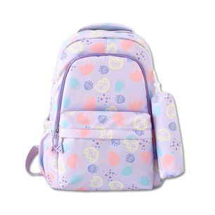 Mochila Escolar 46cm Dise&ntilde;o Floral Print Purple