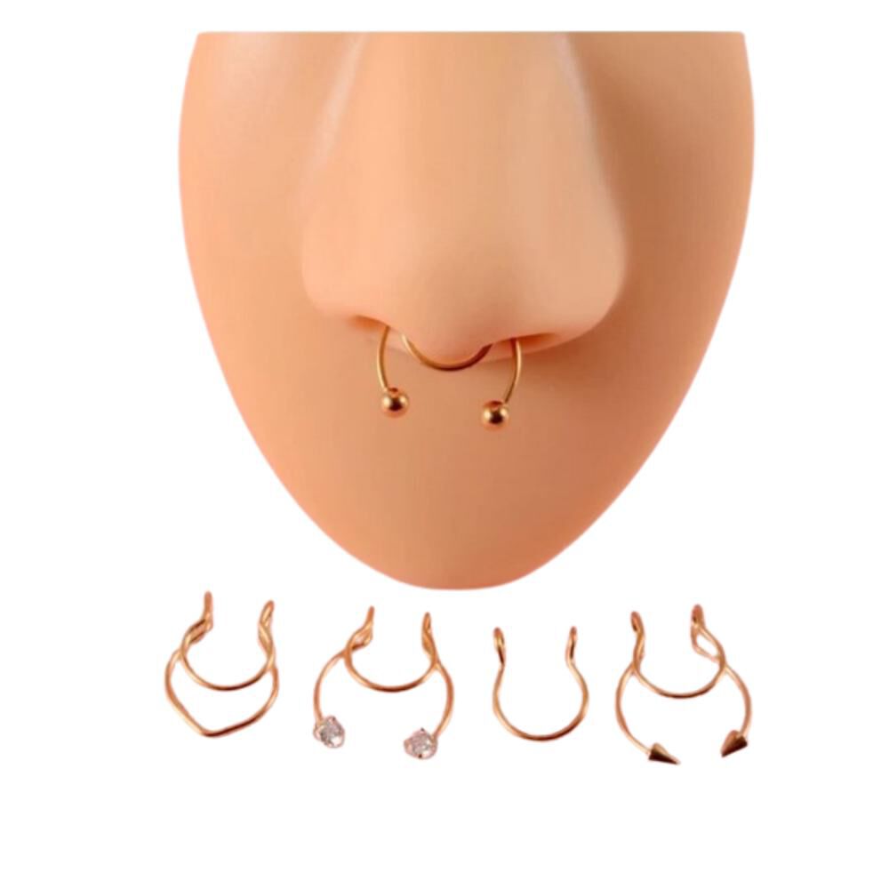 Set 5un Piercing Falso Argolla Nariz A Presión Sin Perforación! image number 0.0