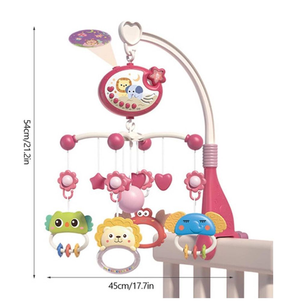 Juguete Movil Sonajero Infantil Con Luz Y Sonido Animales Rosado image number 2.0