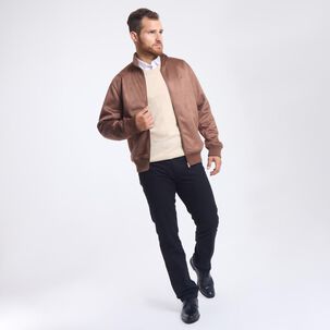 Chaqueta Ecocuero Regular Cuello Redondo Hombre Az Black