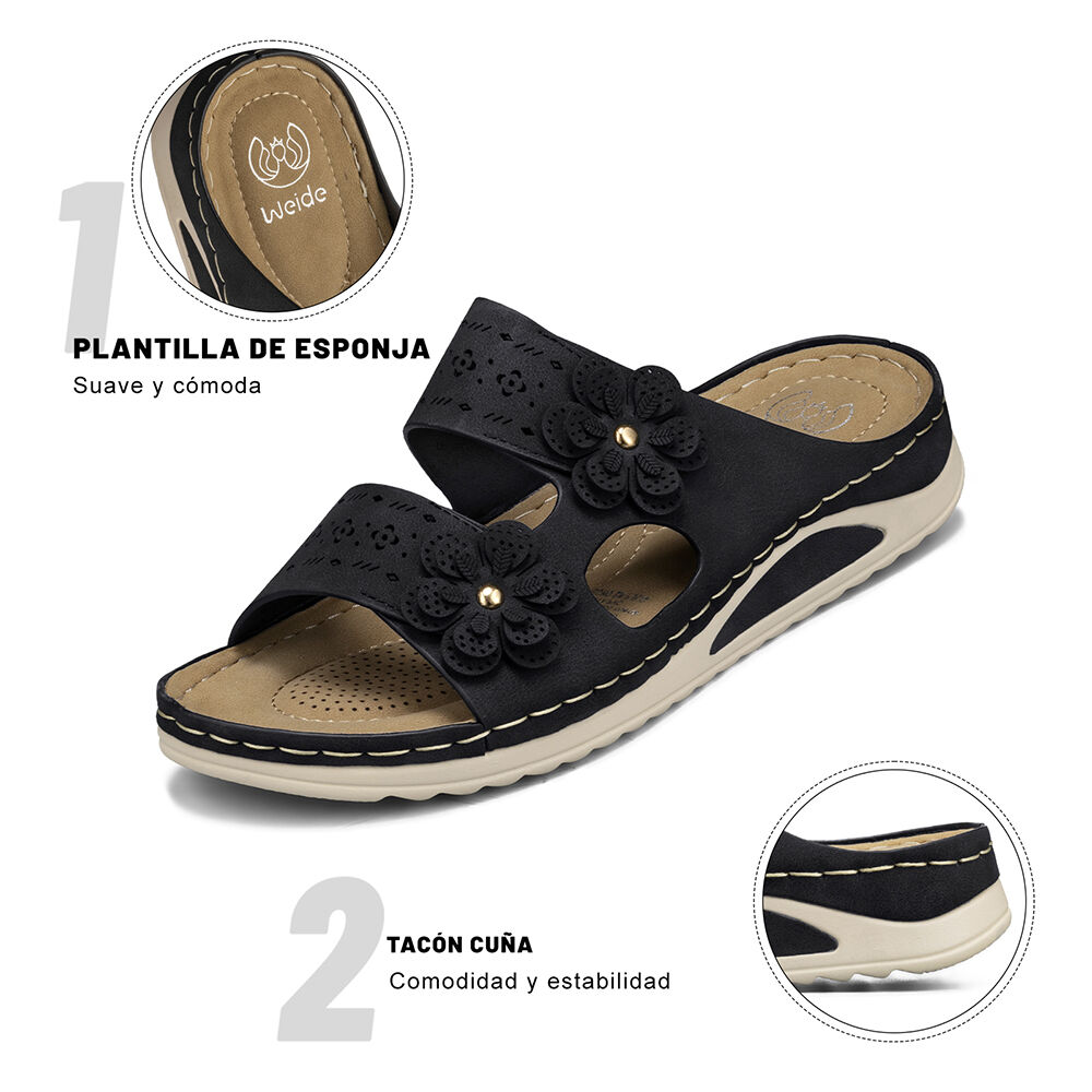 Sandalia Estilo Chala Confort Taco Cuña Mujer Weide Jn723 image number 9.0