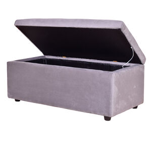 Banqueta Baul Felpa Gris 95x50x45