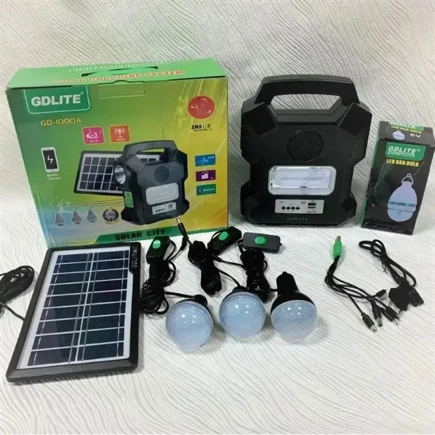 Linterna Kit Solar Port&aacute;til Camping Gdlite Mp3 Usb Gd-1000a Linterna image number 2.0