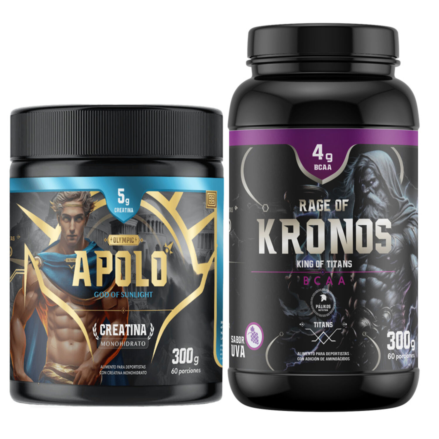 Creatina Apolo 300g Y Bcaa Kronos Sabor Uva 300g image number 0.0