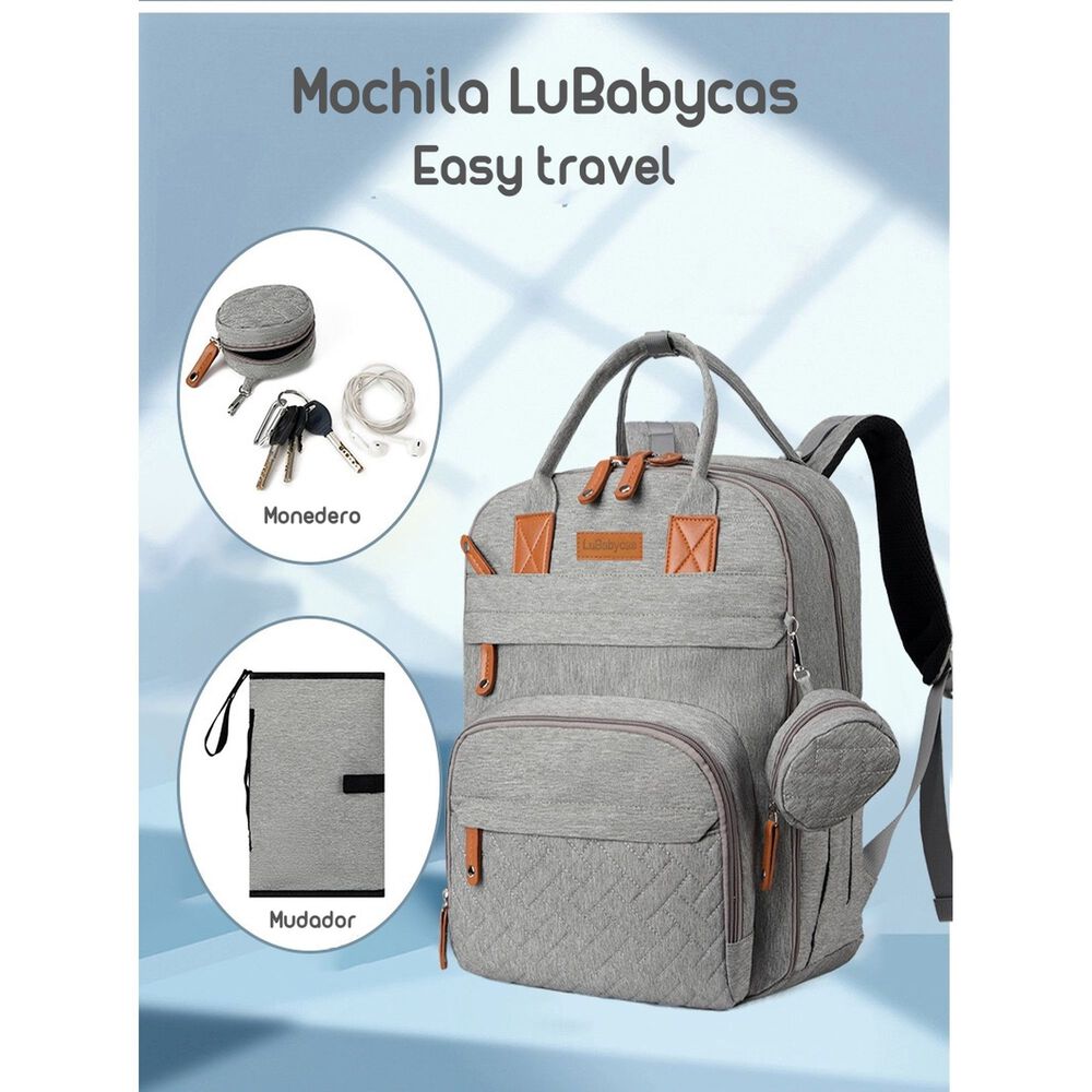 Mochila Maternal Con Monedero Y Colgador Lubabycas Rosada image number 7.0