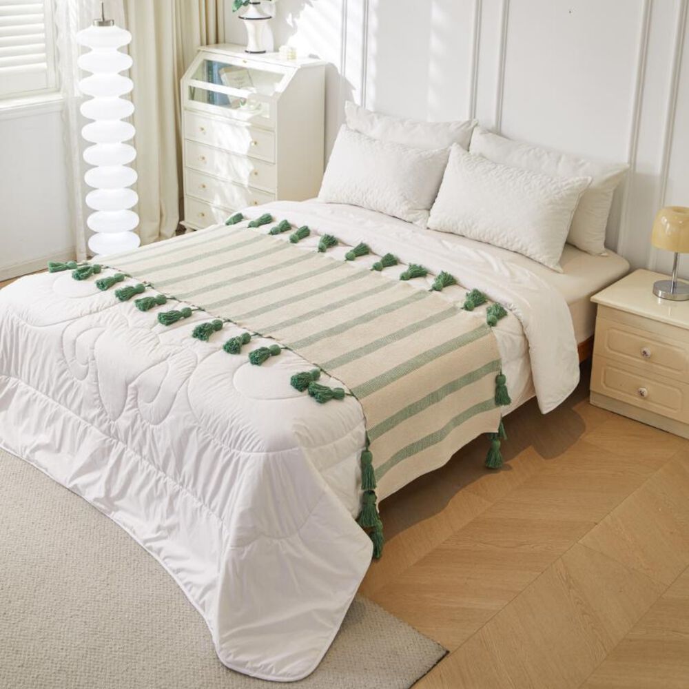 Piecera Tejido Bohemio De Algodon / Lino 70x210 Cm Negra image number 0.0