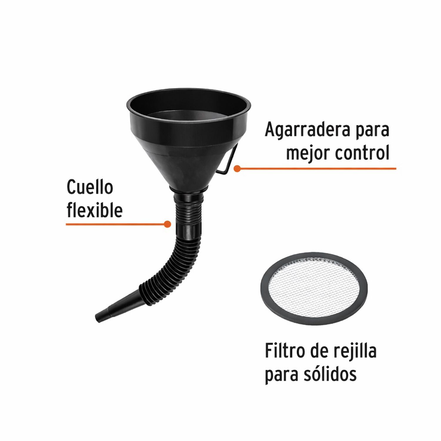 Embudo Pl&aacute;stico Flexible Con Filtro Truper Emb-50 image number 1.0