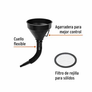 Embudo Pl&aacute;stico Flexible Con Filtro Truper Emb-50